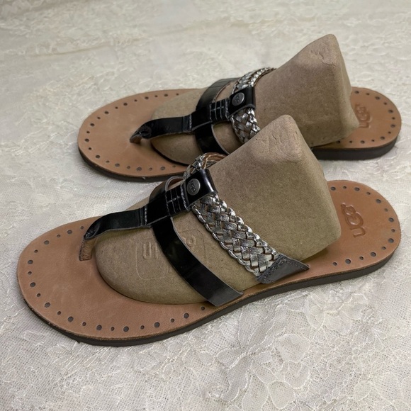 Ugg Womens 8 Shoes Australia Audra Braided Flip Flop Sandal Leather Thong Summer - Picture 3 of 6